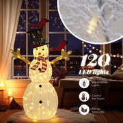 VINGLI Christmas Snowman Outdoor Decorations Pre-lit LED Lights Snowman with Broom/Birds