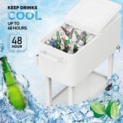 VINGLI 80 QT Rolling Ice Chest Cooler Car Outdoor Patio Wagon Cooling Bins