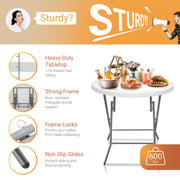 VINGLI 32" Round Folding Table Portable Plastic Card Table