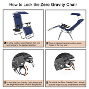 VINGLI Upgraded Zero Gravity Chair Lounge Outdoor Chairs with Folding Canopy Trays