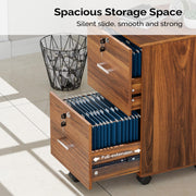 VINGLI 2-Drawer Wood File Cabinet with Lock Mobile Walnut/Black/Grey/Brown/White