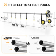 VINGLI 14FT Pool Cover Reel Set Aluminum Solar Cover Blanket Reel