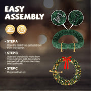 VINGLI Pre-lit Artificial Christmas Wreath Ourdoor Xmas Door Wreath Decorations
