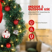 VINGLI Pre-lit Artificial Christmas Wreath Ourdoor Xmas Door Wreath Decorations