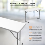 VINGLI 6ft Narrow Folding Table Portable Plastic Rectangle Foldable Table