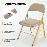 VINGLI 350 lbs Metal Frame Folding Chairs Portable with Padded Seats