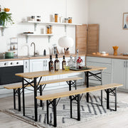 VINGLI 3 PCS Wooden Folding Picnic Tables with Benches Set for Garden Camping BBQ