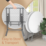VINGLI 32" Round Folding Table Portable Plastic Card Table