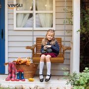 VINGLI 2.2FT Single Wooden Porch Swing with Cup Holder 440Ibs