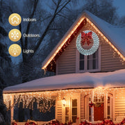 VINGLI Pre-lit Large Christmas Wreath with Multi-Color Lights Outdoor Christmas Wreath with Red Bow
