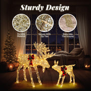 VINGLI 1/2/3 Piece Lighted Christmas Reindeer Family Set Outdoor Yard Decoration White/Gold/Brown