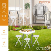 VINGLI 32" Round Folding Table Portable Plastic Card Table