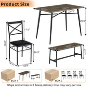 VINGLI 55" Dining Table Set for 6 Modern Dining Bench