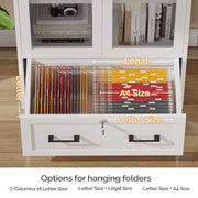 VINGLI Wood Lateral File Cabinet with Adjustable Shelves White/Black