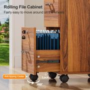 VINGLI 2-Drawer Wood File Cabinet with Lock Mobile Walnut/Black/Grey/Brown/White