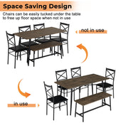 VINGLI 55" Dining Table Set for 6 Modern Dining Bench