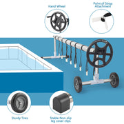 VINGLI 18 Ft Solar Swimming Inground Pool Cover Reel Set Aluminum Black