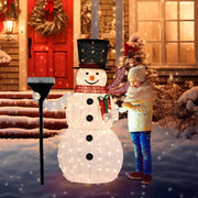 VINGLI Christmas Snowman Outdoor Decorations Pre-lit LED Lights Snowman with Broom/Birds
