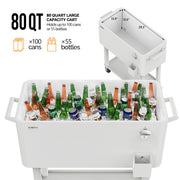 VINGLI 80 QT Rolling Ice Chest Cooler Car Outdoor Patio Wagon Cooling Bins