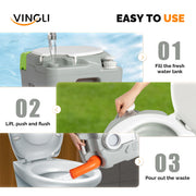 VINGLI Portable Camping Toilet w/Capacity Tank