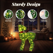 VINGLI Lighted Reindeer Outdoor Decorations Green/Gold/White