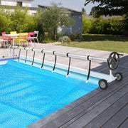 VINGLI 18 Ft Solar Swimming Inground Pool Cover Reel Set Aluminum Black