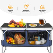VINGLI 4FT Folding Camping Table Adjustable Height Picnic Table with Storage