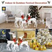 VINGLI 1/2/3 Piece Lighted Christmas Reindeer Family Set Outdoor Yard Decoration White/Gold/Brown