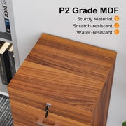 VINGLI 2-Drawer Wood File Cabinet with Lock Mobile Walnut/Black/Grey/Brown/White