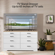 VINGLI Wood Dresser 8 Drawer Modern Chest Large Storage Cabinet