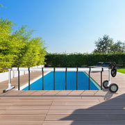 VINGLI 18 Ft Solar Swimming Inground Pool Cover Reel Set Aluminum Black