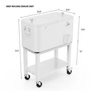 VINGLI 60QT Rolling Ice Chest Cooler Car Outdoor Patio Wagon Cooling Bins