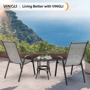 VINGLI Patio Chairs Outdoor Stackable Dining Chairs Set with Armrests