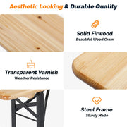 VINGLI 3 PCS Wooden Folding Picnic Tables with Benches Set for Garden Camping BBQ