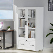 VINGLI Wood Lateral File Cabinet with Adjustable Shelves White/Black