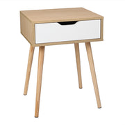 VINGLI Wood Nightstand Nature End Side Table with Drawer