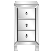 VINGLI Silver Mirrored Narrow Nightstand with 3-Drawer