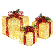 VINGLI 3/4/5 PCS Christmas Lighted Gift Boxes Set with Plug