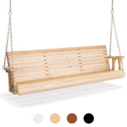 VINGLI 5FT Patio Wooden Porch Swing Heavy Duty 880 LBS Swing Chair Bench with Hanging Chains