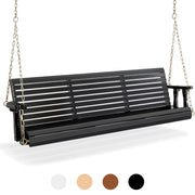 VINGLI 5FT Patio Wooden Porch Swing Heavy Duty 880 LBS Swing Chair Bench with Hanging Chains