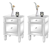 VINGLI Silver Mirrored Nightstand with 1-Drawers & 1 Side Doors