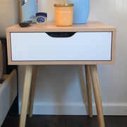 VINGLI Wood Nightstand Nature End Side Table with Drawer