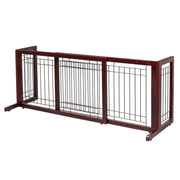VINGLI 71" Wooden Freestanding Pet Gates Indoor Dogs Safety Fence