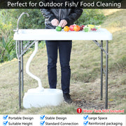 VINGLI Outdoor Folding Fish Cleaning Table with Sink