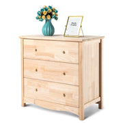 VINGLI Wood Dresser with 3 Drawer Natural Solid Wood Chest