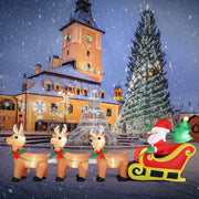 VINGLI 7/10 FT Long Inflatable Santa Claus on Sleigh With 2/3 Reindeer Christmas Decoration with LED Lights and Electric Blower
