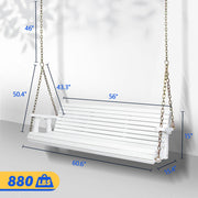 VINGLI 5FT Patio Wooden Porch Swing Heavy Duty 880 LBS Swing Chair Bench with Hanging Chains