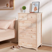 VINGLI Wood Dresser with 6 Drawer Natural Spacious Storage Chests