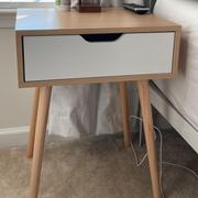 VINGLI Wood Nightstand Nature End Side Table with Drawer