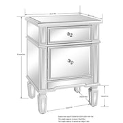 VINGLI Silver Mirrored Nightstand with 1-Drawers & 1 Side Doors